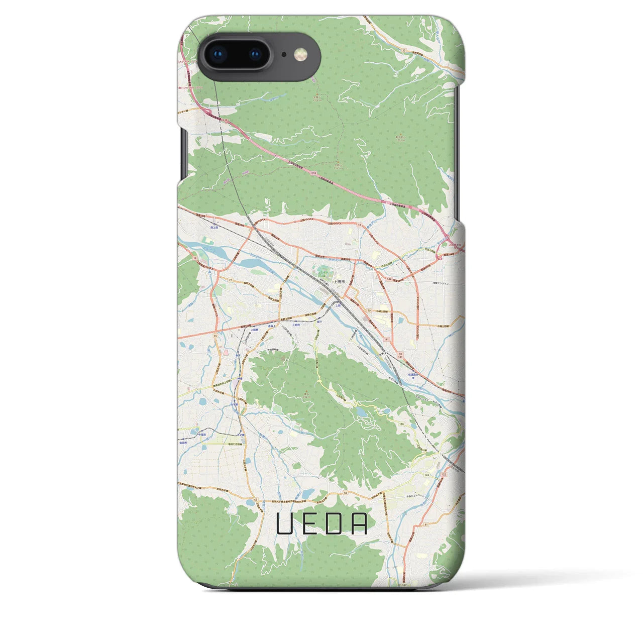【上田(長野県)】地図柄iPhoneケース(バックカバータイプ)