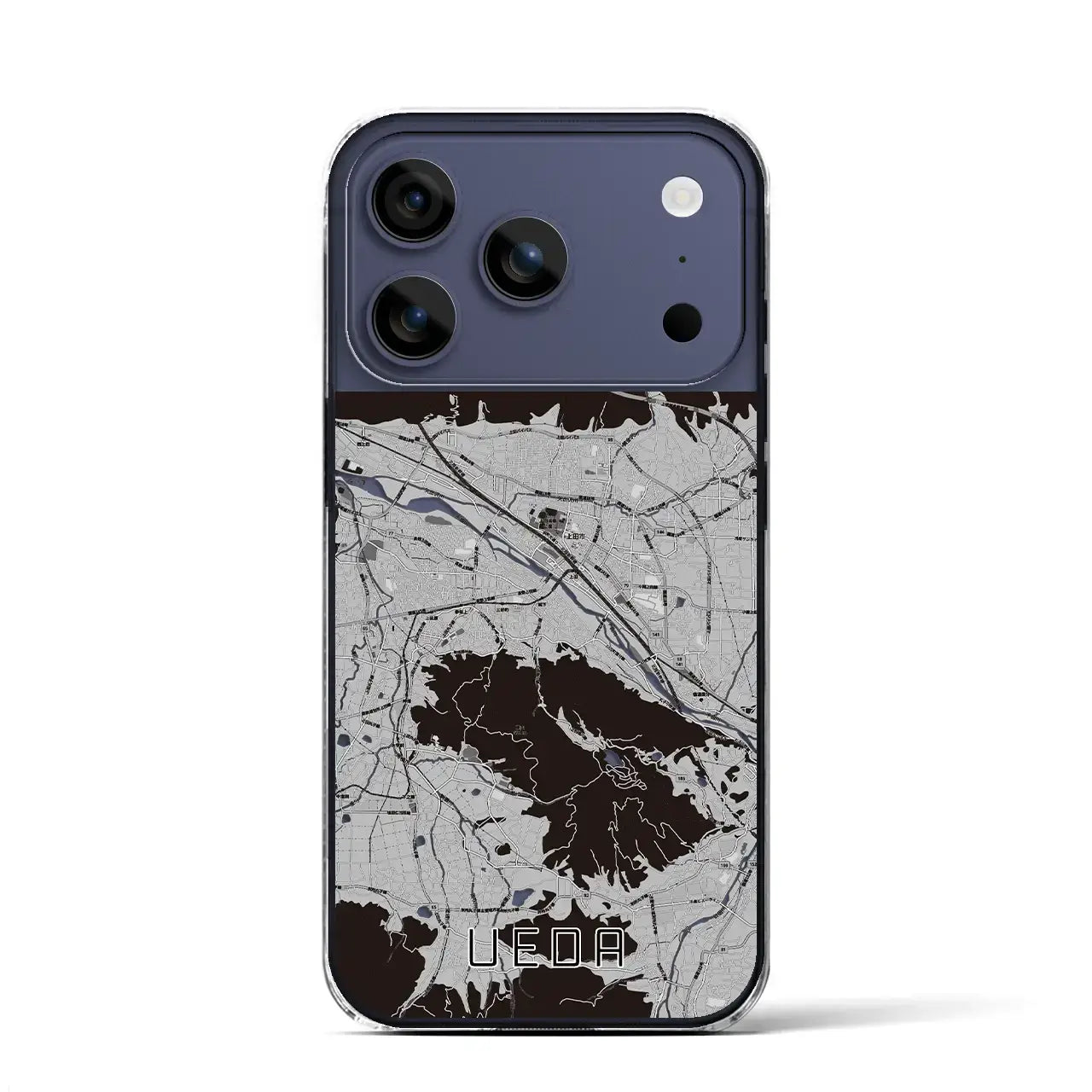 【上田(長野県)】地図柄iPhoneケース(クリアタイプ)モノトーン・iPhone 17 Pro Max 用