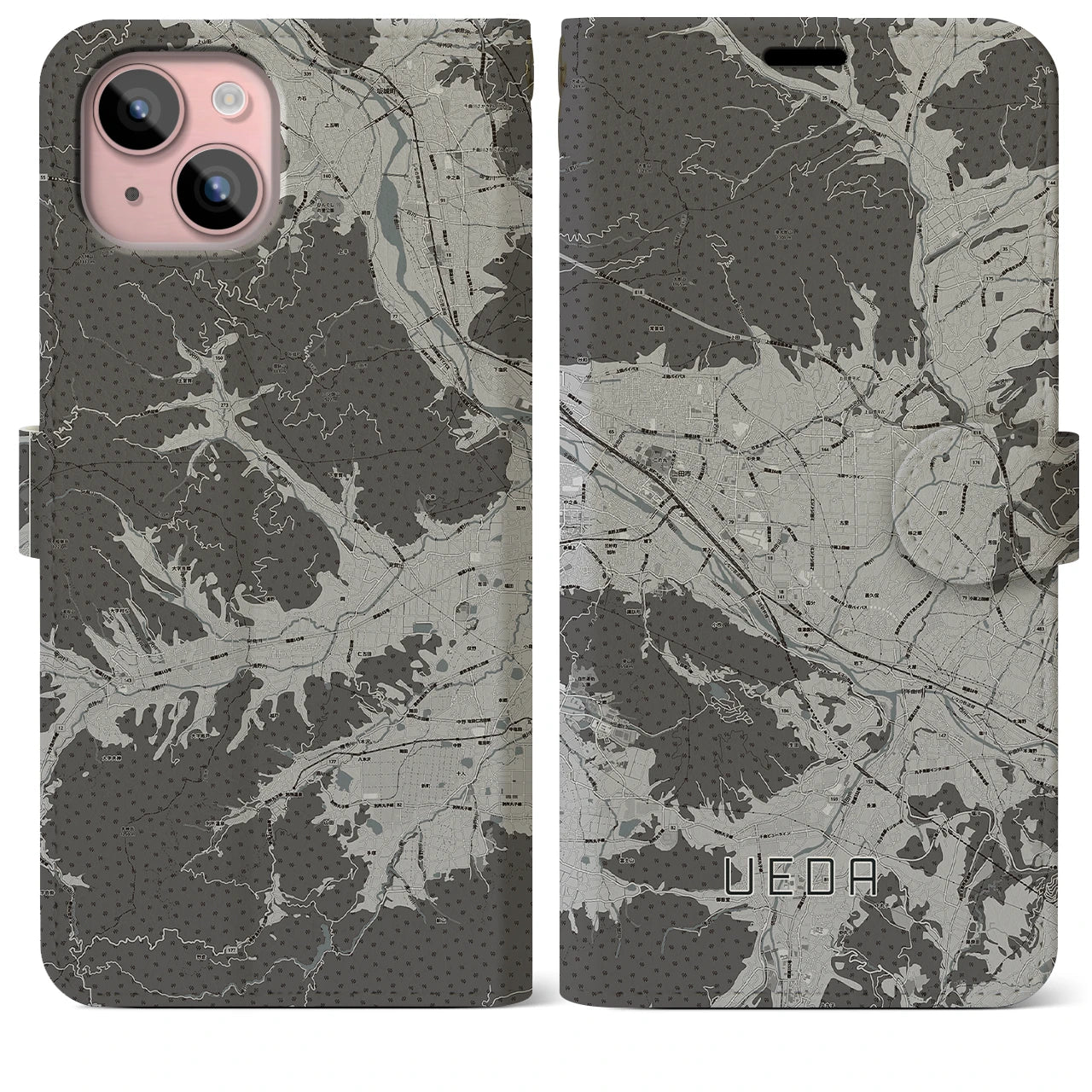 【上田(長野県)】地図柄iPhoneケース(手帳タイプ)