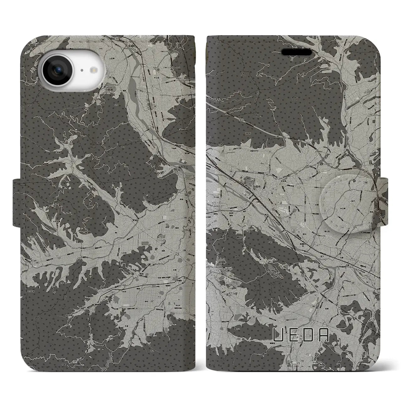 【上田(長野県)】地図柄iPhoneケース(手帳タイプ)