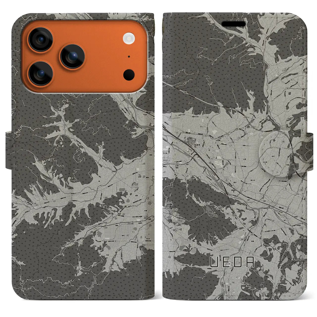 【上田(長野県)】地図柄iPhoneケース(手帳タイプ)