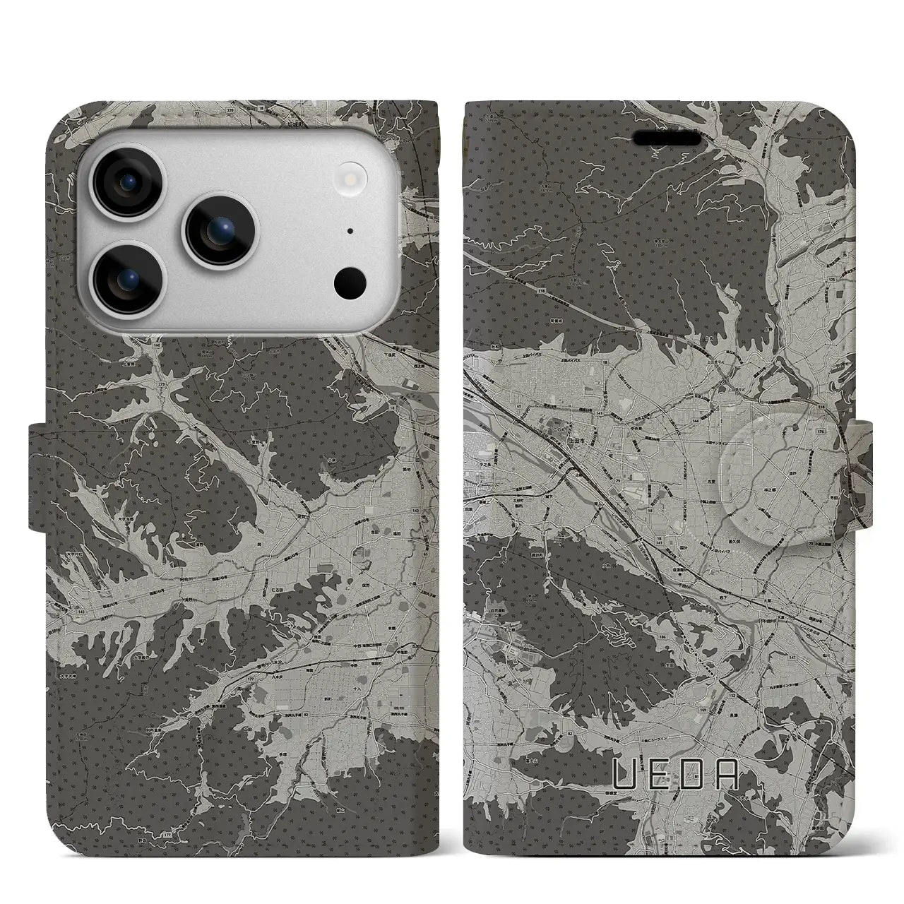 【上田(長野県)】地図柄iPhoneケース(手帳タイプ)