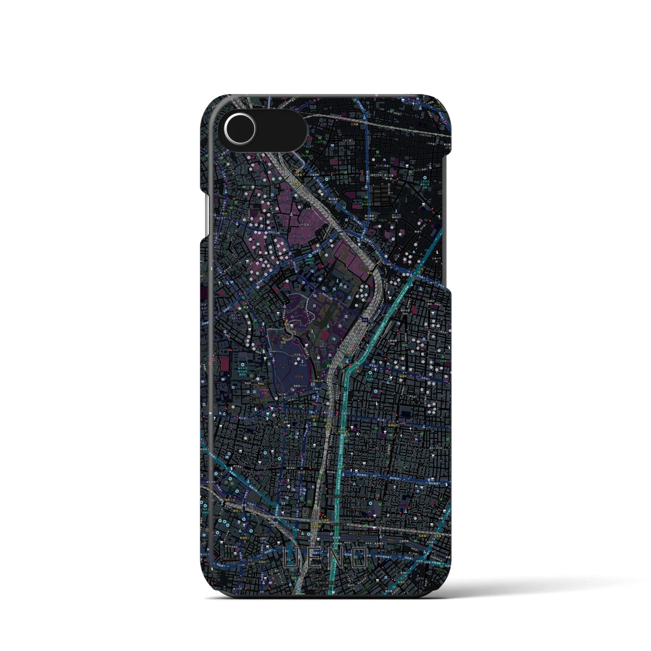 【上野(東京都)】地図柄iPhoneケース(バックカバータイプ)