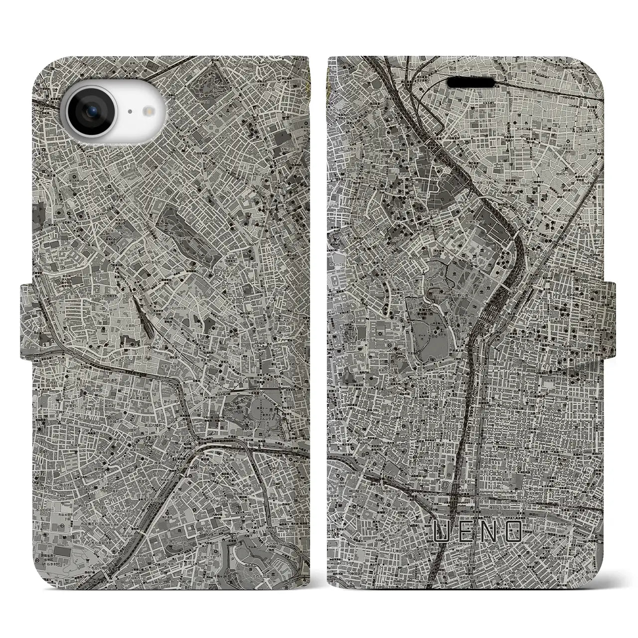 【上野(東京都)】地図柄iPhoneケース(手帳タイプ)