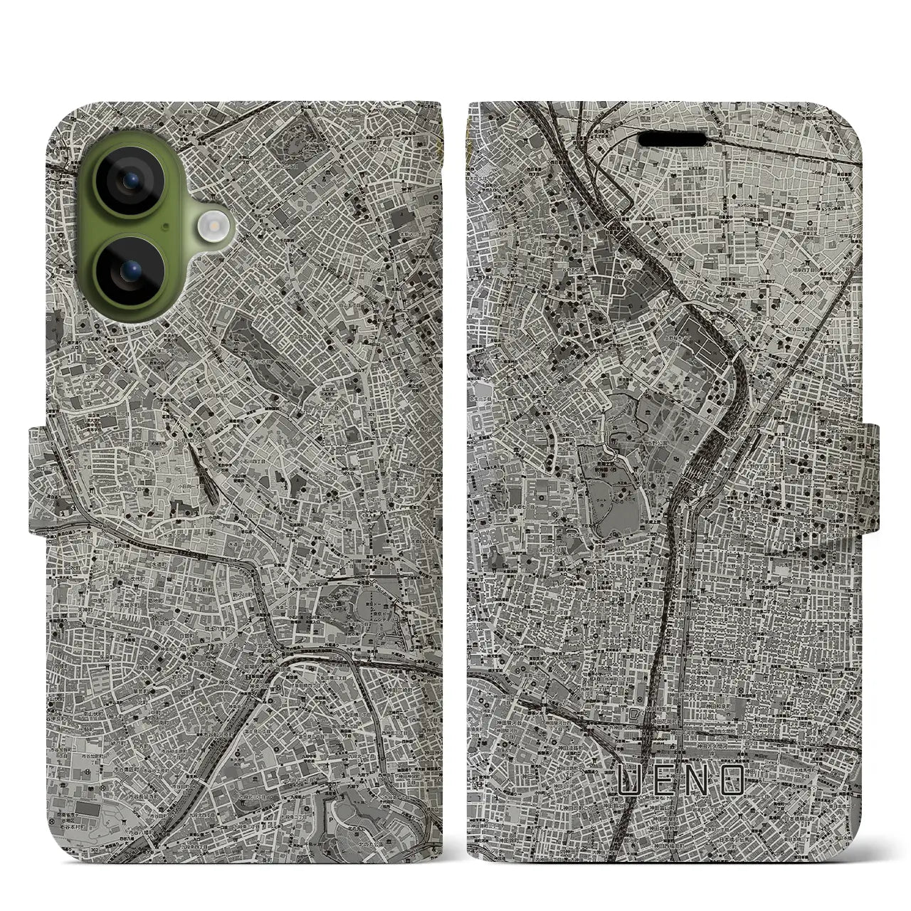 【上野(東京都)】地図柄iPhoneケース(手帳タイプ)