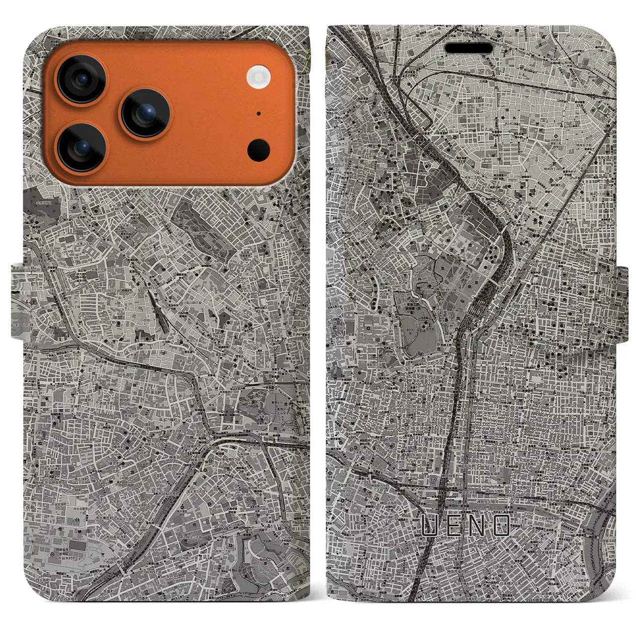 【上野(東京都)】地図柄iPhoneケース(手帳タイプ)