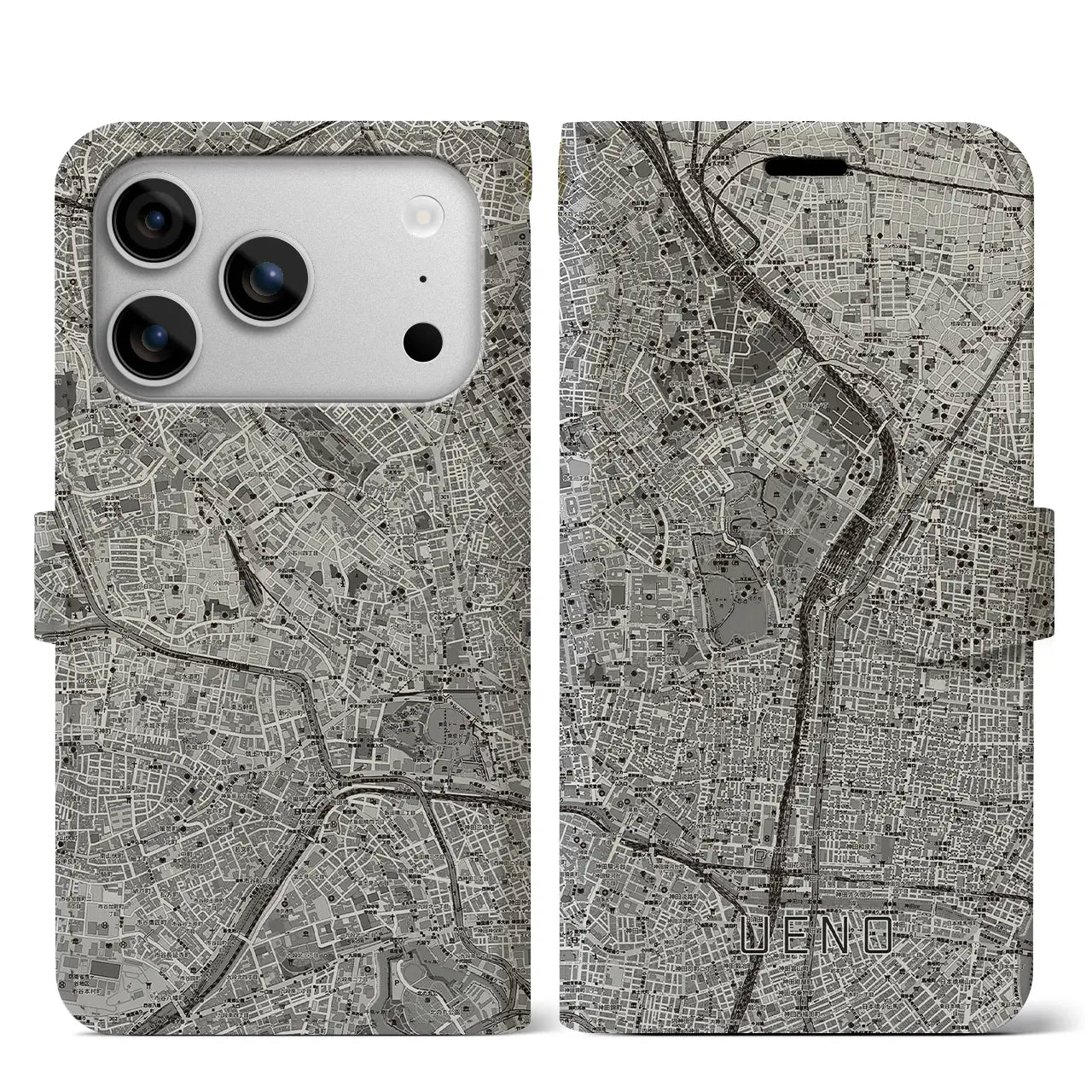 【上野(東京都)】地図柄iPhoneケース(手帳タイプ)