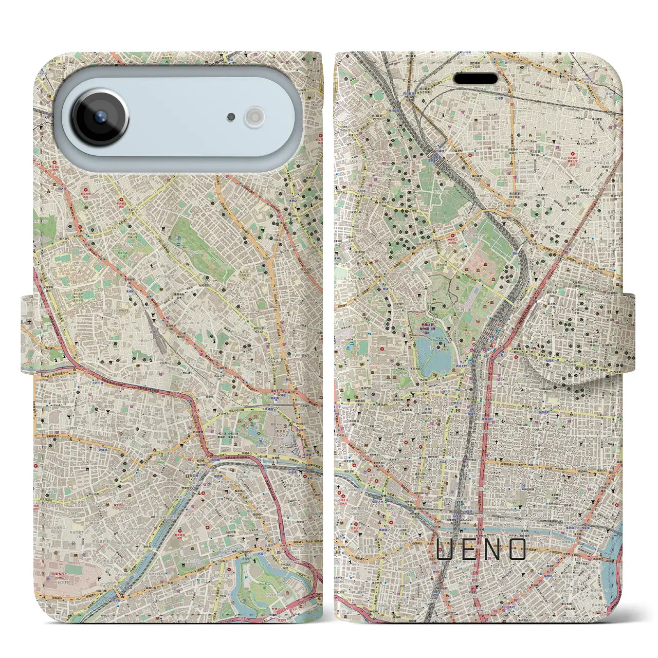 【上野(東京都)】地図柄iPhoneケース(手帳タイプ)