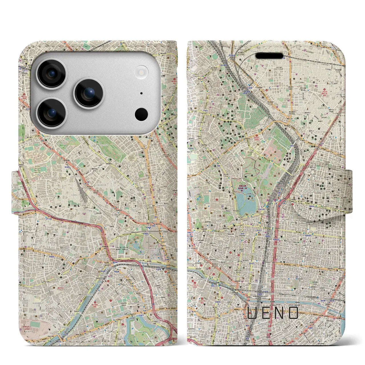 【上野(東京都)】地図柄iPhoneケース(手帳タイプ)