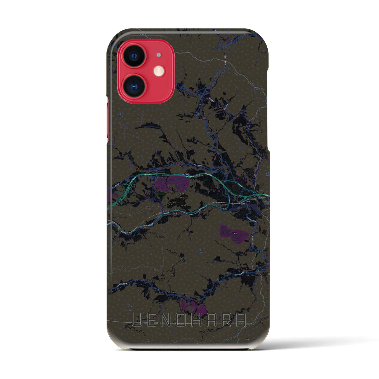 【上野原(山梨県)】地図柄iPhoneケース(バックカバータイプ)