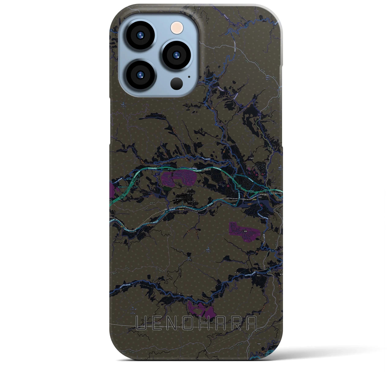 【上野原(山梨県)】地図柄iPhoneケース(バックカバータイプ)