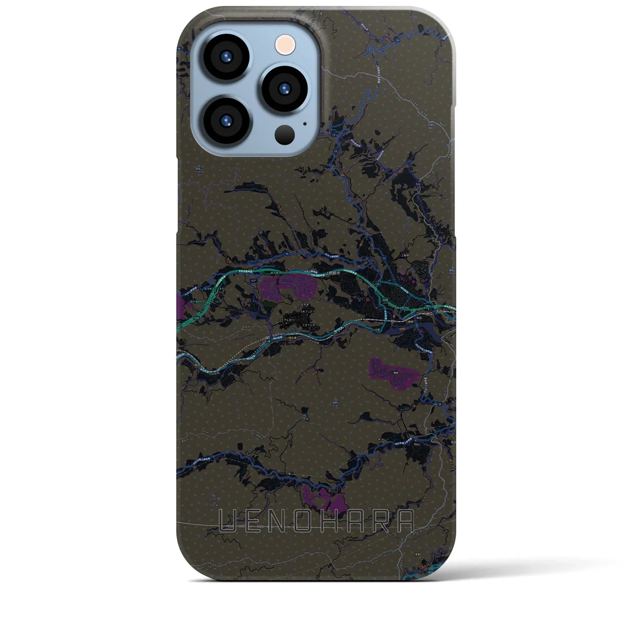 【上野原(山梨県)】地図柄iPhoneケース(バックカバータイプ)