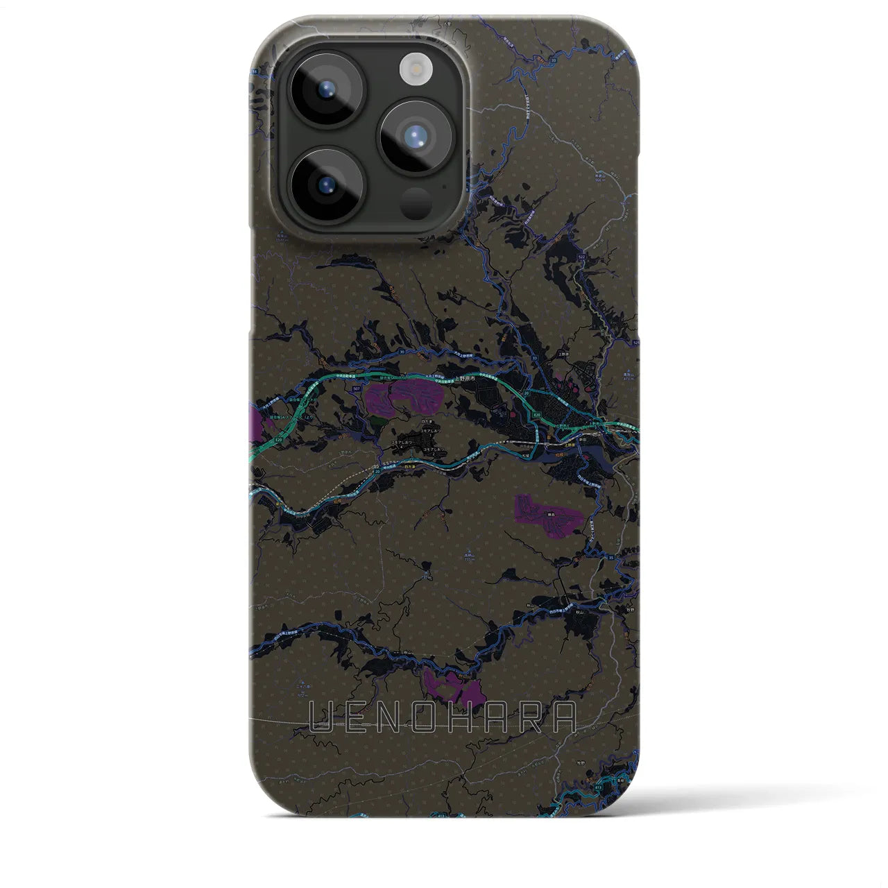 【上野原(山梨県)】地図柄iPhoneケース(バックカバータイプ)