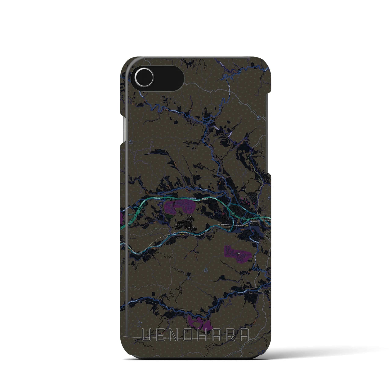 【上野原(山梨県)】地図柄iPhoneケース(バックカバータイプ)