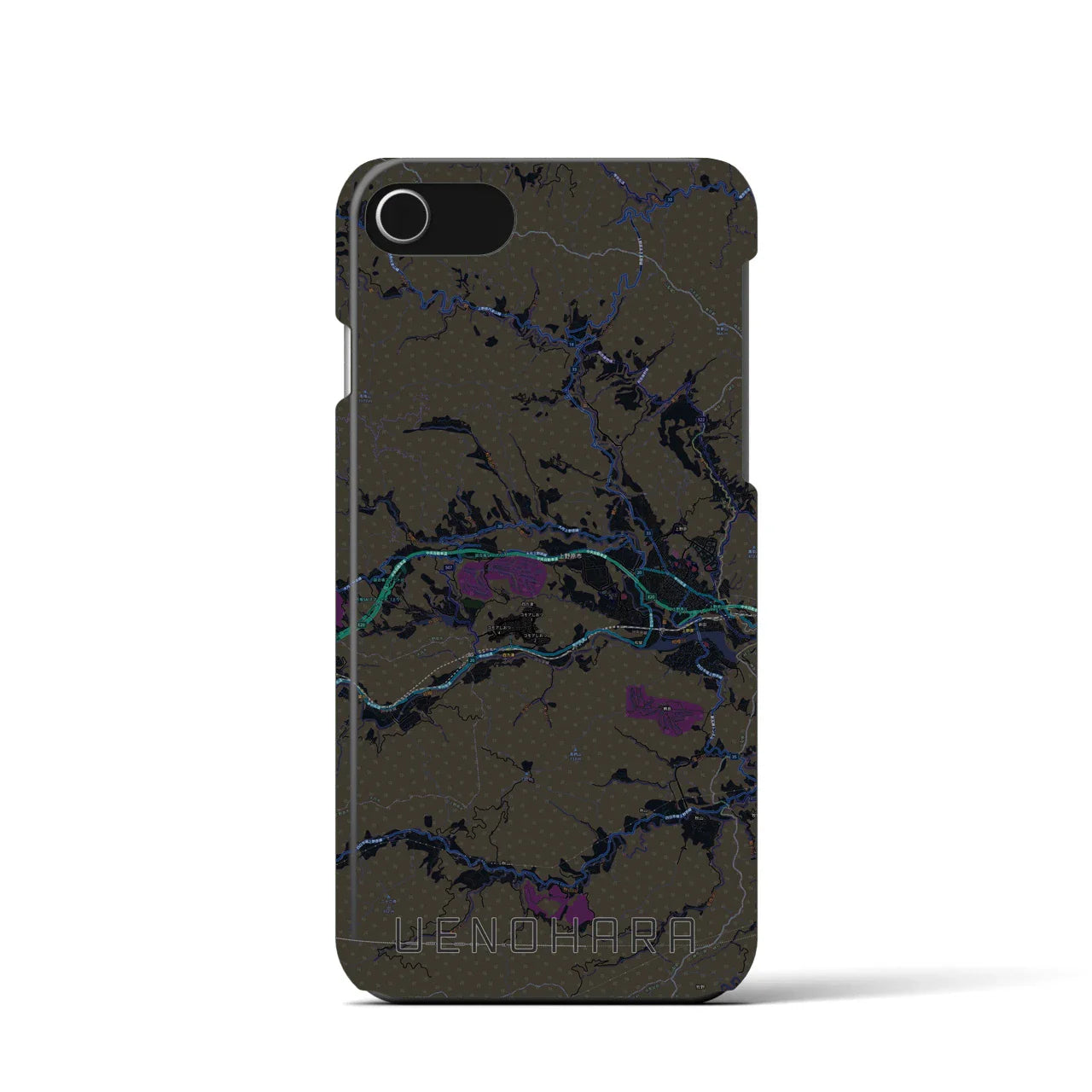 【上野原(山梨県)】地図柄iPhoneケース(バックカバータイプ)