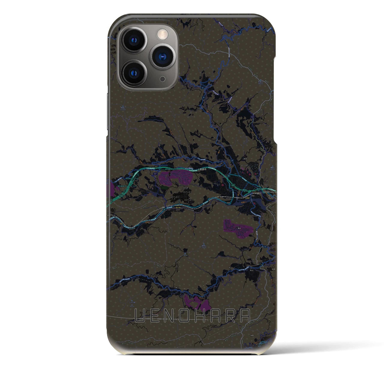 【上野原(山梨県)】地図柄iPhoneケース(バックカバータイプ)