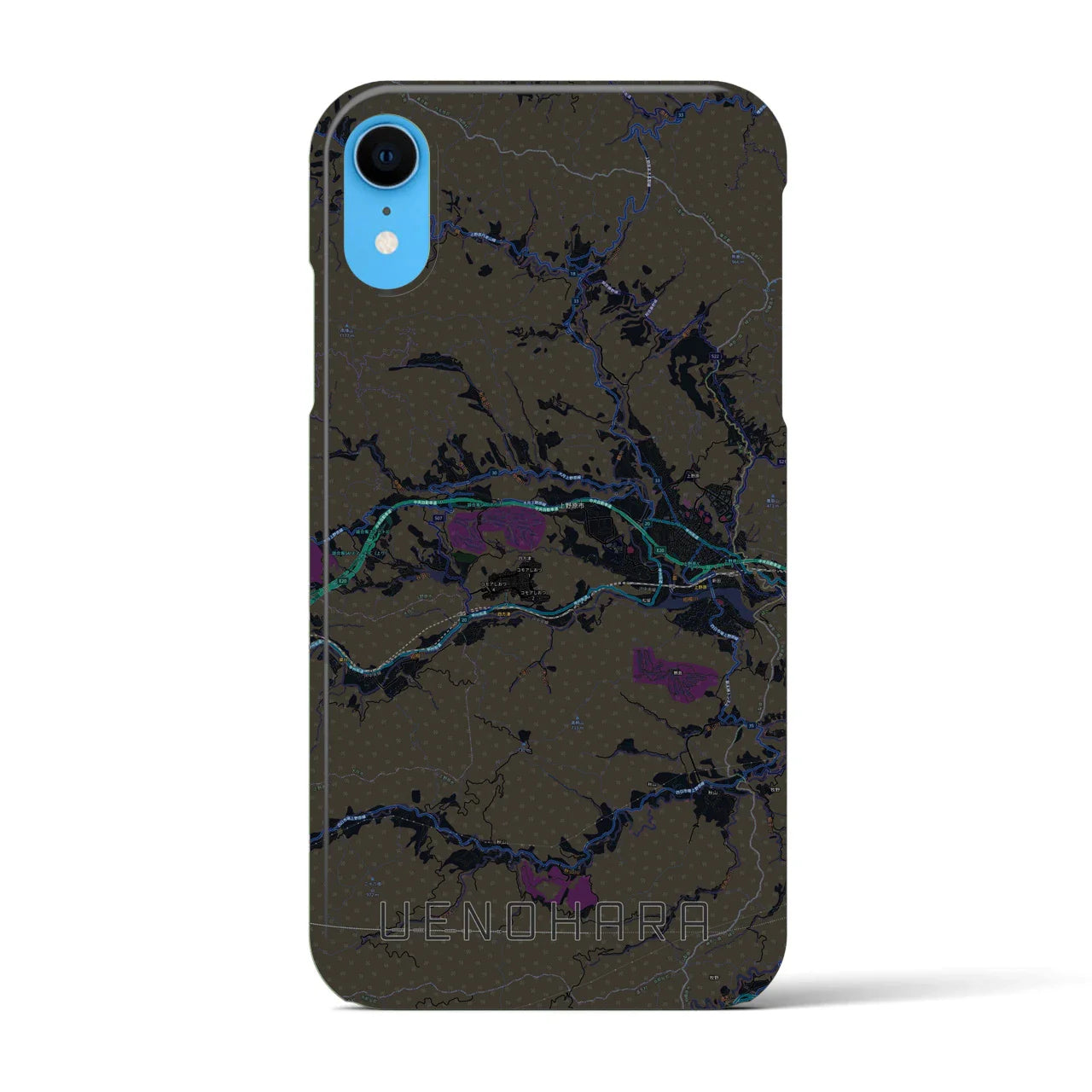 【上野原(山梨県)】地図柄iPhoneケース(バックカバータイプ)