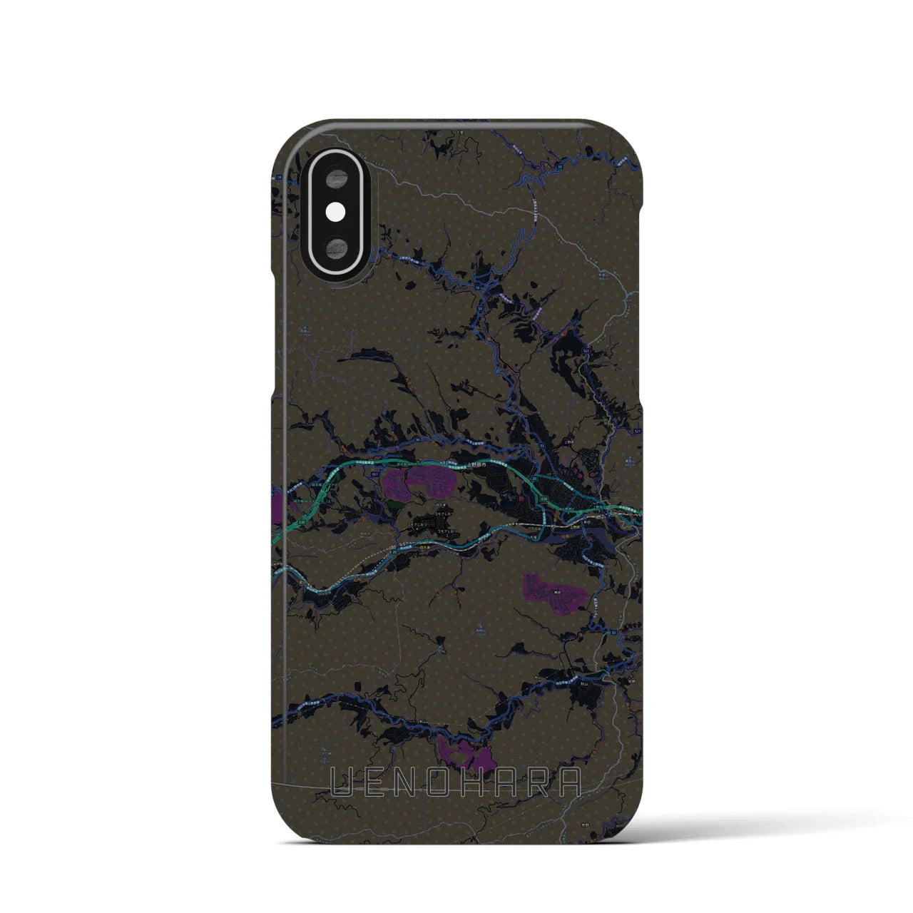 【上野原(山梨県)】地図柄iPhoneケース(バックカバータイプ)