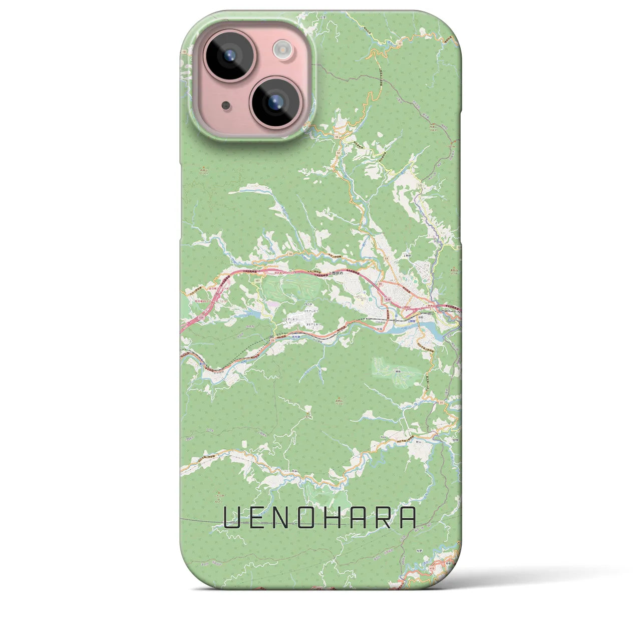 【上野原(山梨県)】地図柄iPhoneケース(バックカバータイプ)