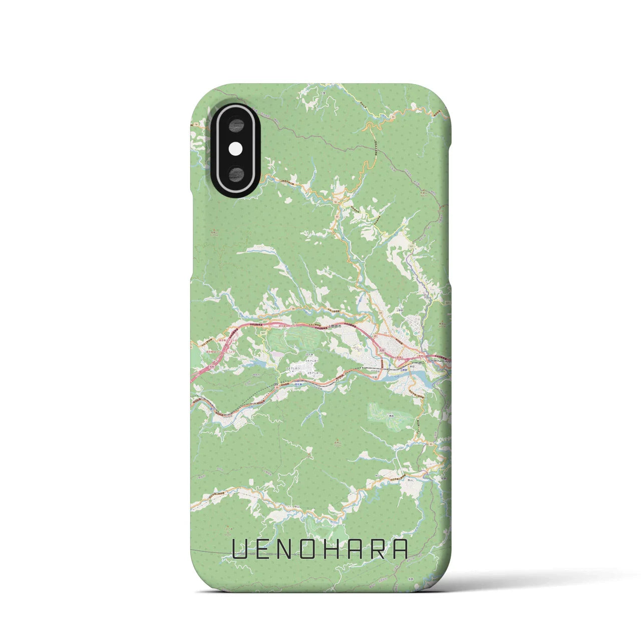 【上野原(山梨県)】地図柄iPhoneケース(バックカバータイプ)
