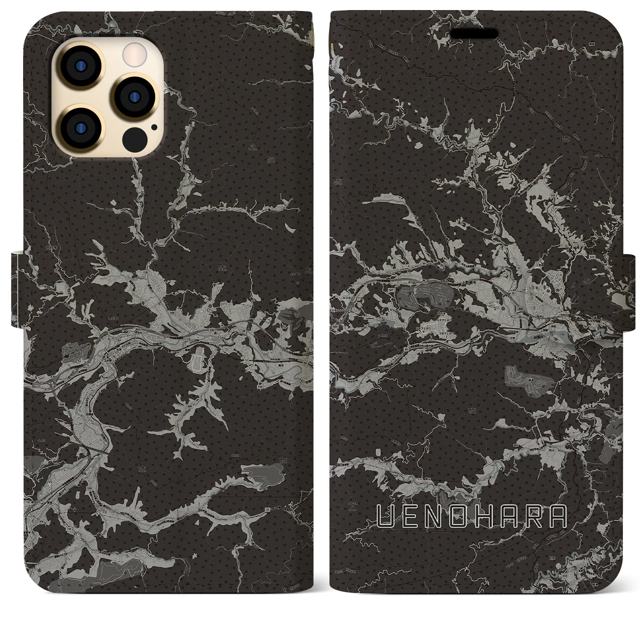 【上野原(山梨県)】地図柄iPhoneケース(手帳タイプ)