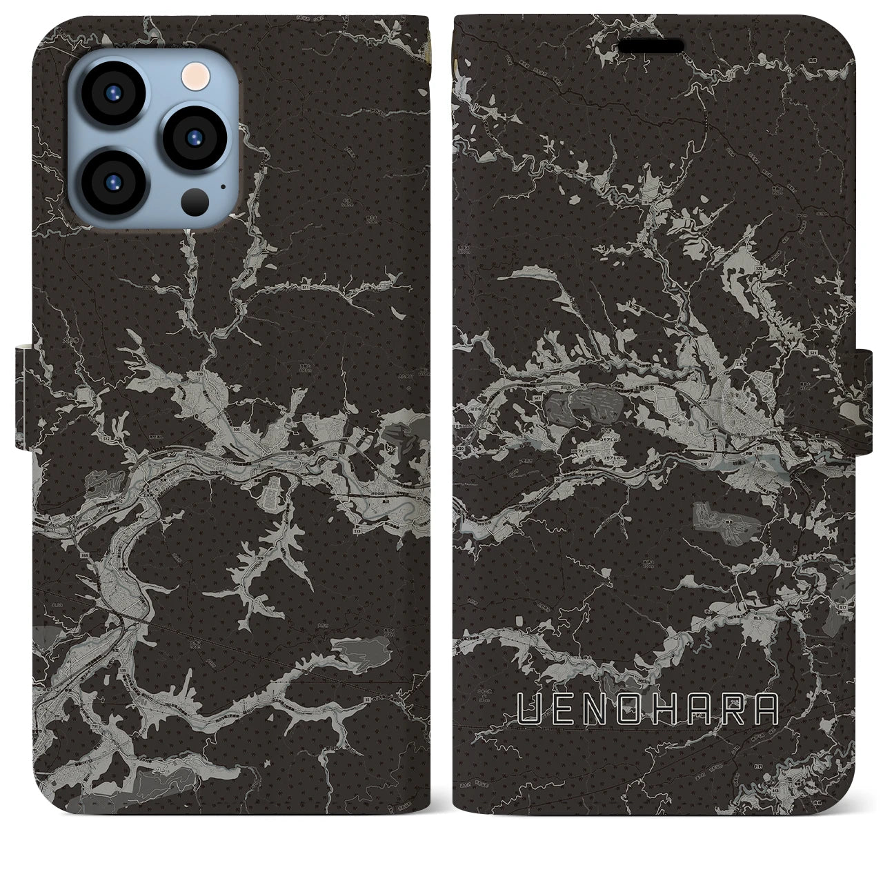 【上野原(山梨県)】地図柄iPhoneケース(手帳タイプ)