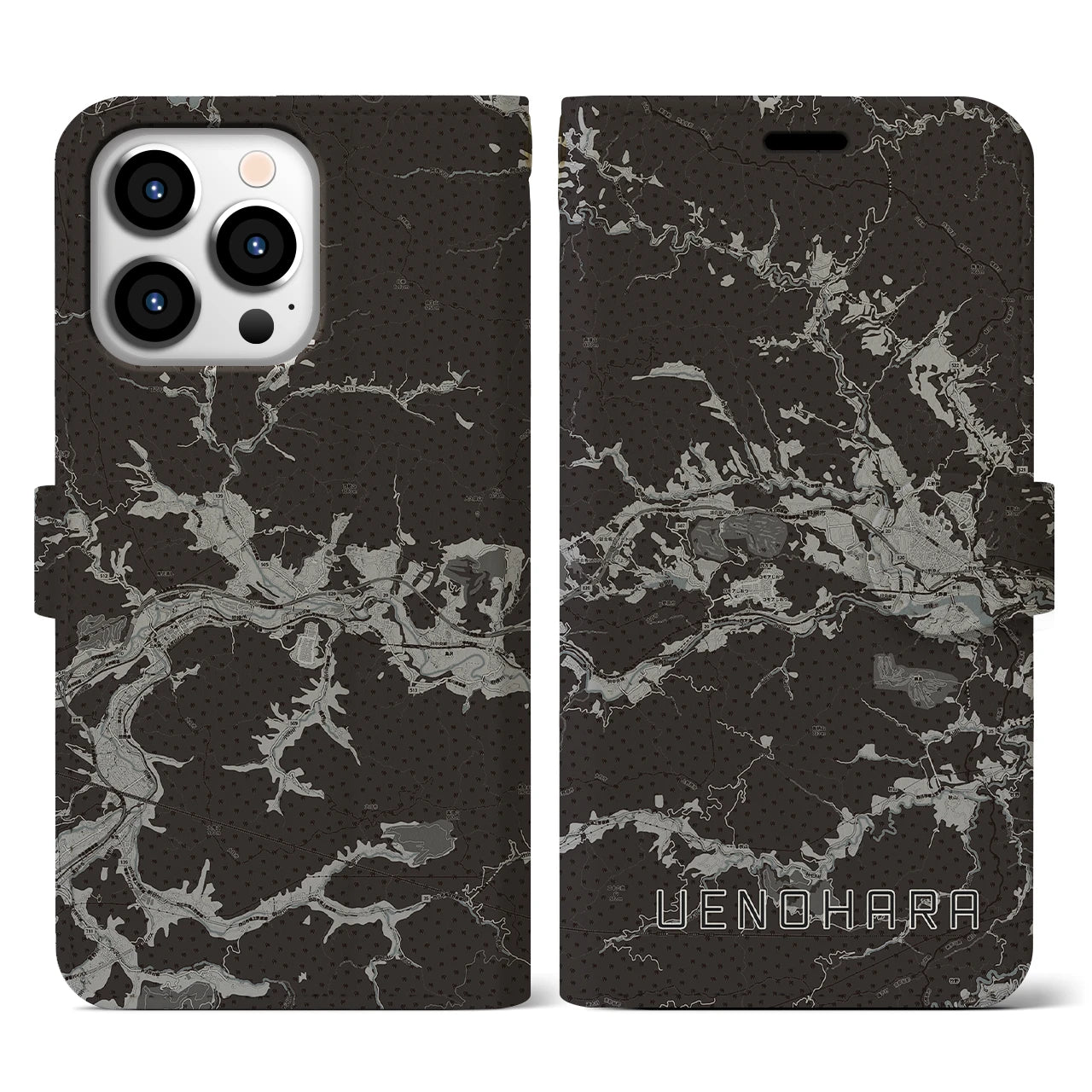 【上野原(山梨県)】地図柄iPhoneケース(手帳タイプ)