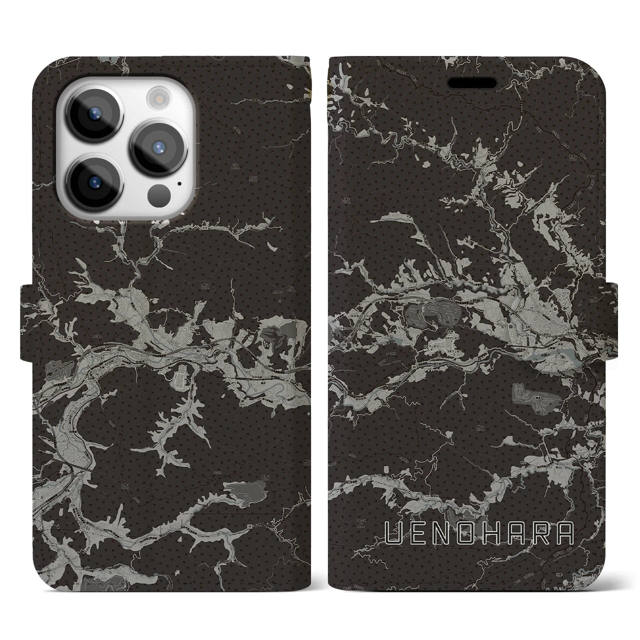 【上野原(山梨県)】地図柄iPhoneケース(手帳タイプ)