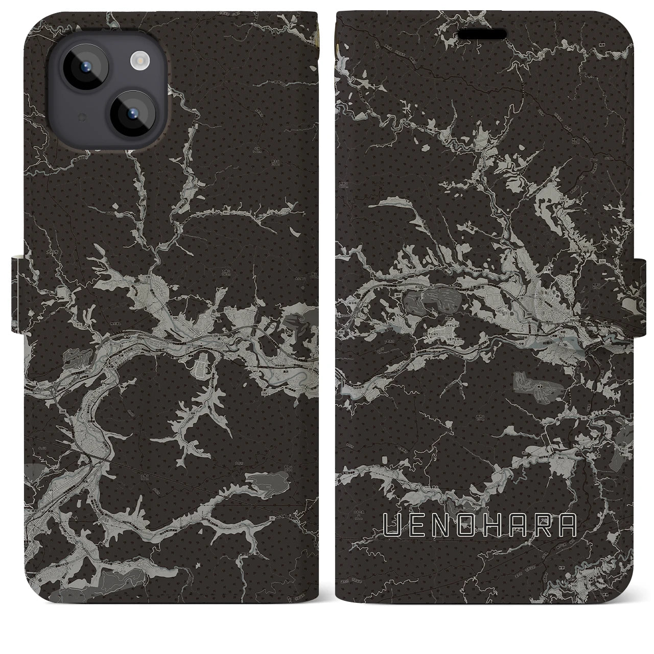 【上野原(山梨県)】地図柄iPhoneケース(手帳タイプ)