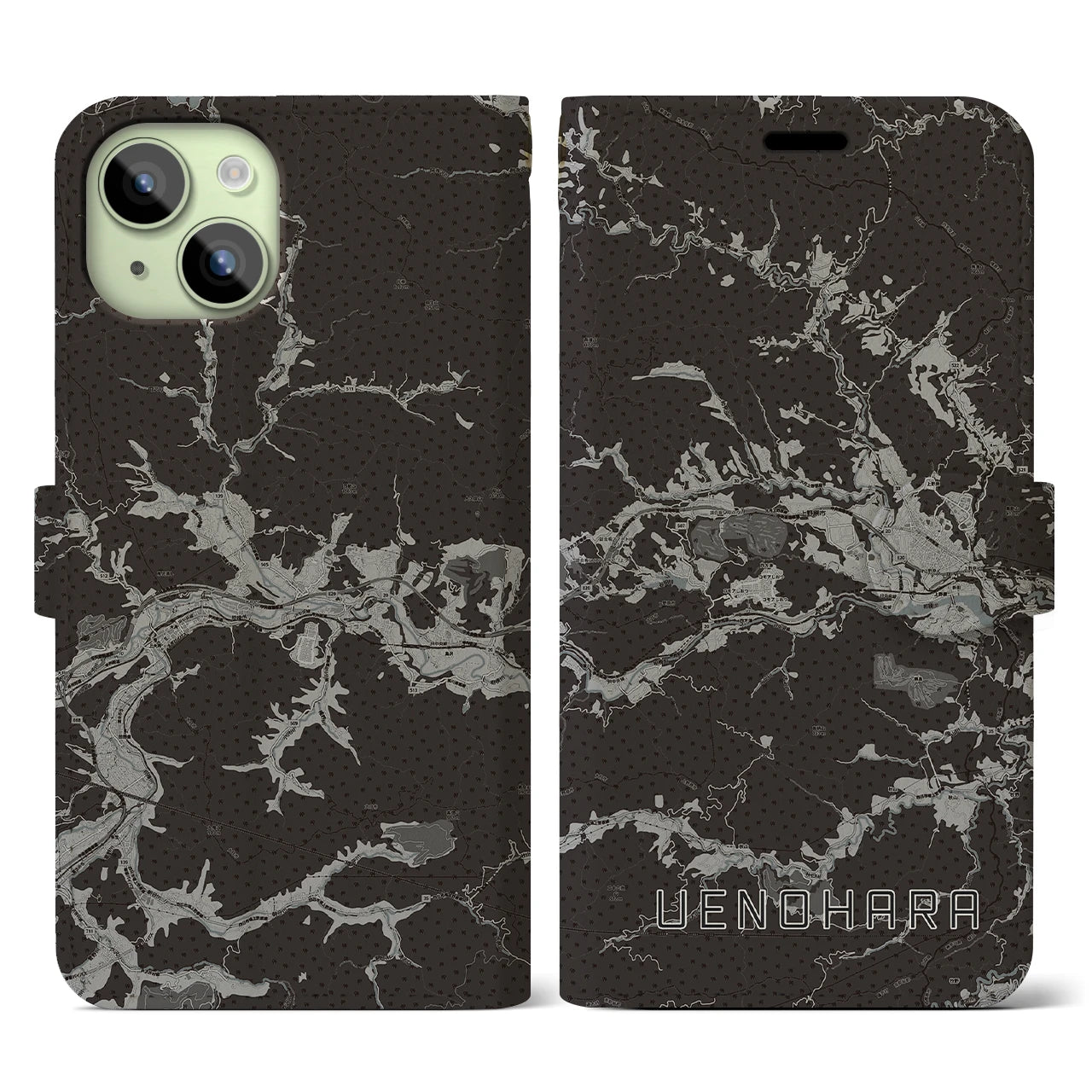 【上野原(山梨県)】地図柄iPhoneケース(手帳タイプ)