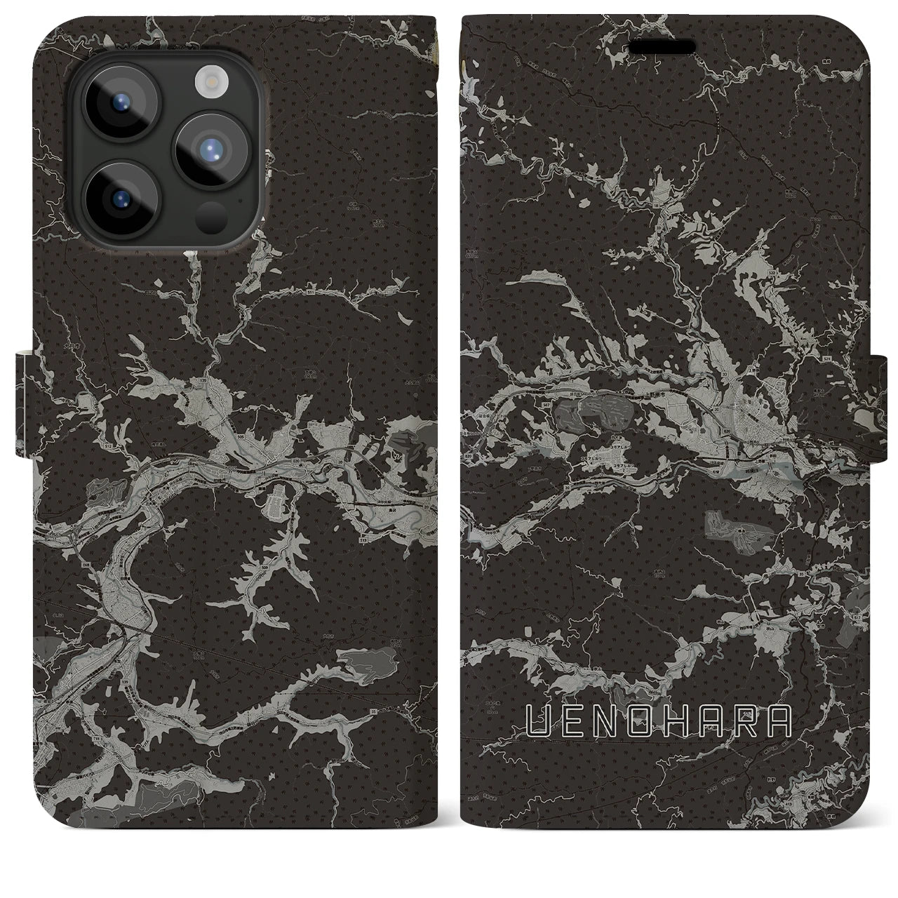 【上野原(山梨県)】地図柄iPhoneケース(手帳タイプ)