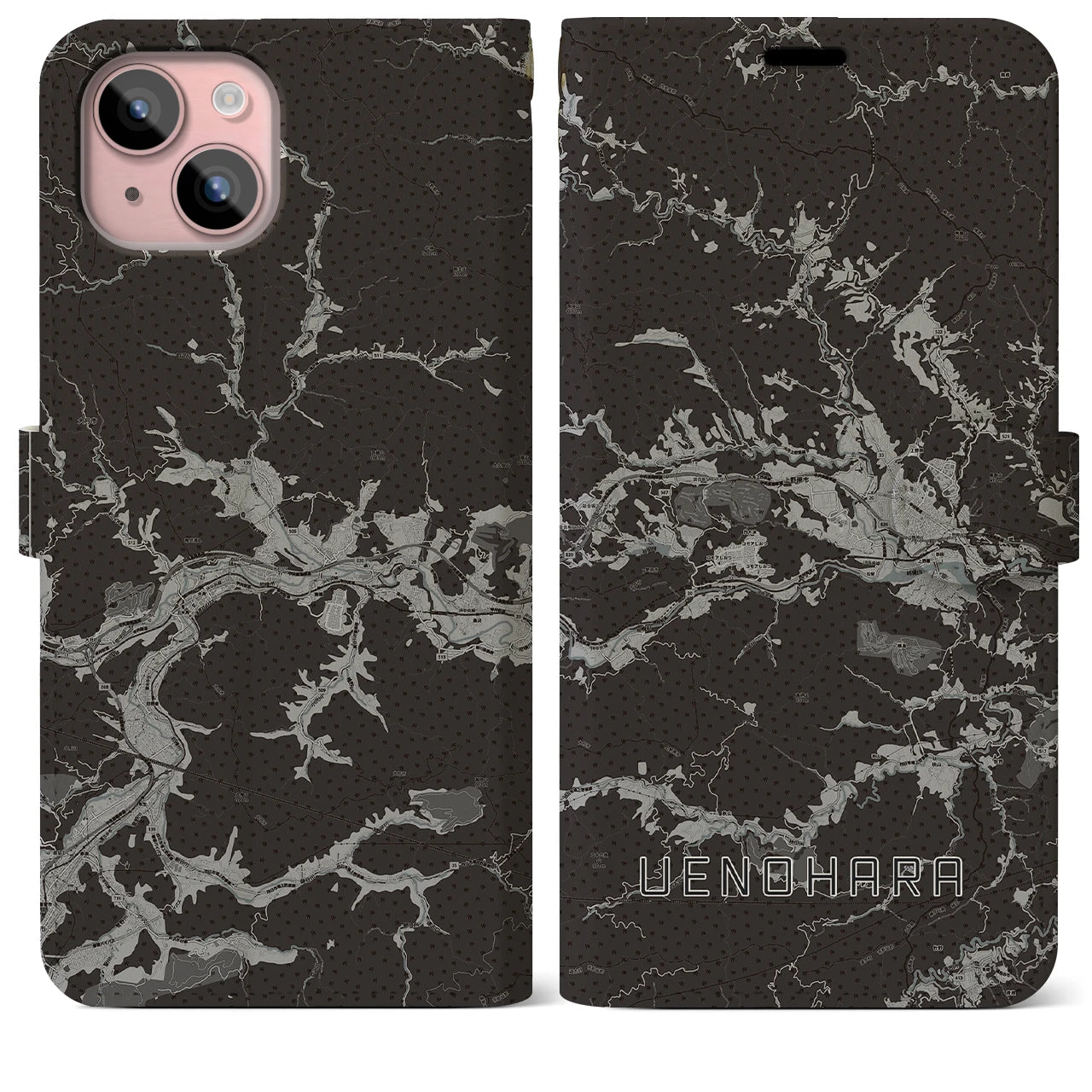 【上野原(山梨県)】地図柄iPhoneケース(手帳タイプ)