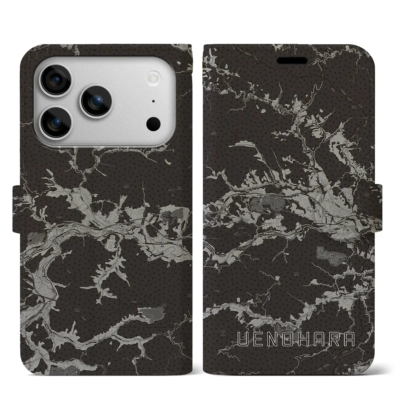 【上野原(山梨県)】地図柄iPhoneケース(手帳タイプ)