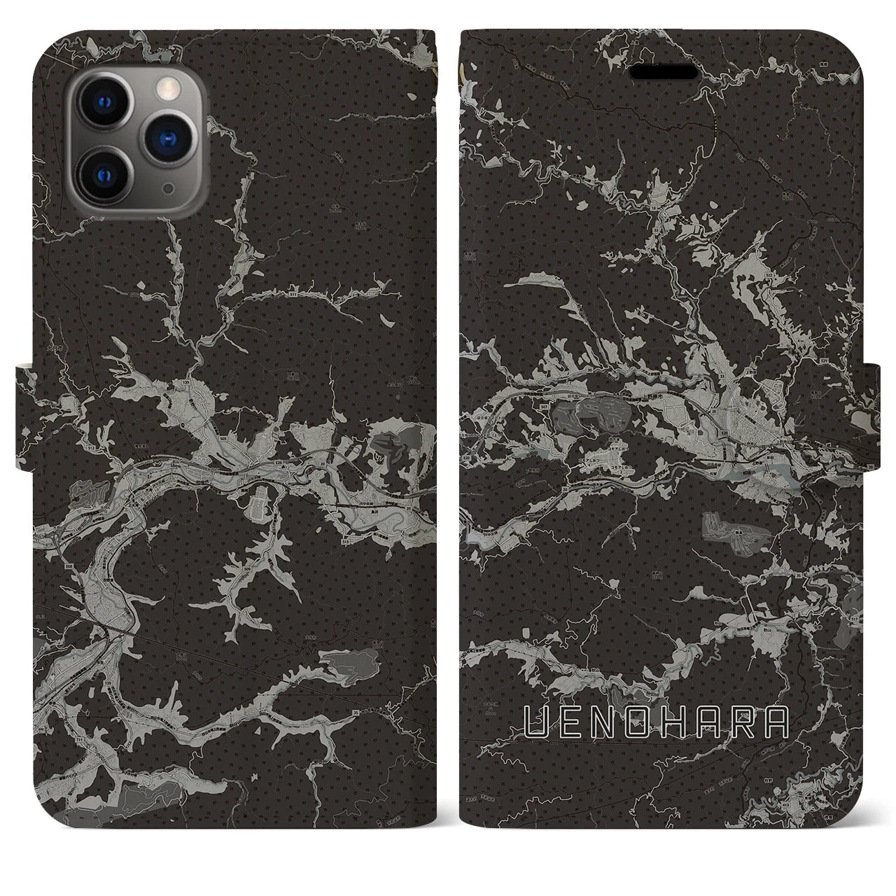 【上野原(山梨県)】地図柄iPhoneケース(手帳タイプ)