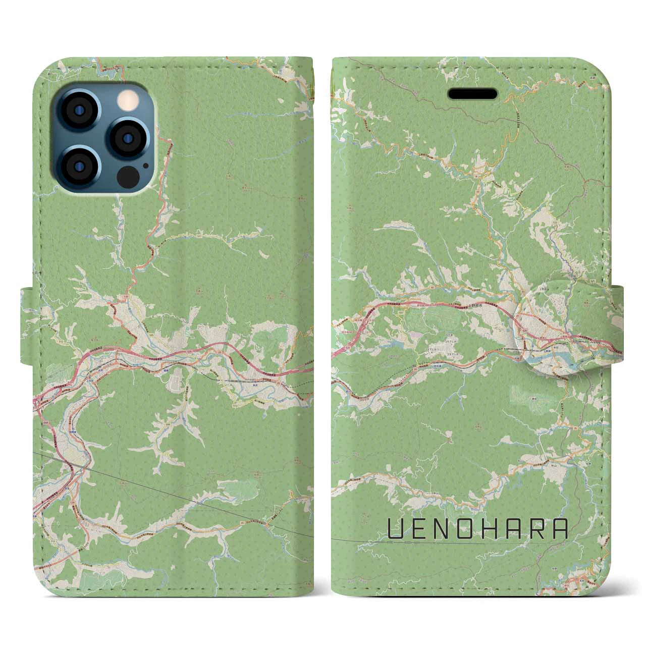 【上野原(山梨県)】地図柄iPhoneケース(手帳タイプ)