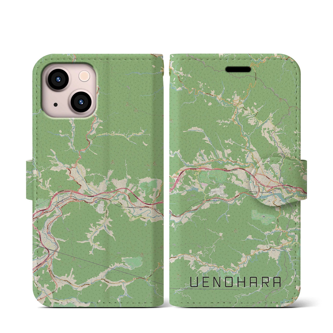 【上野原(山梨県)】地図柄iPhoneケース(手帳タイプ)