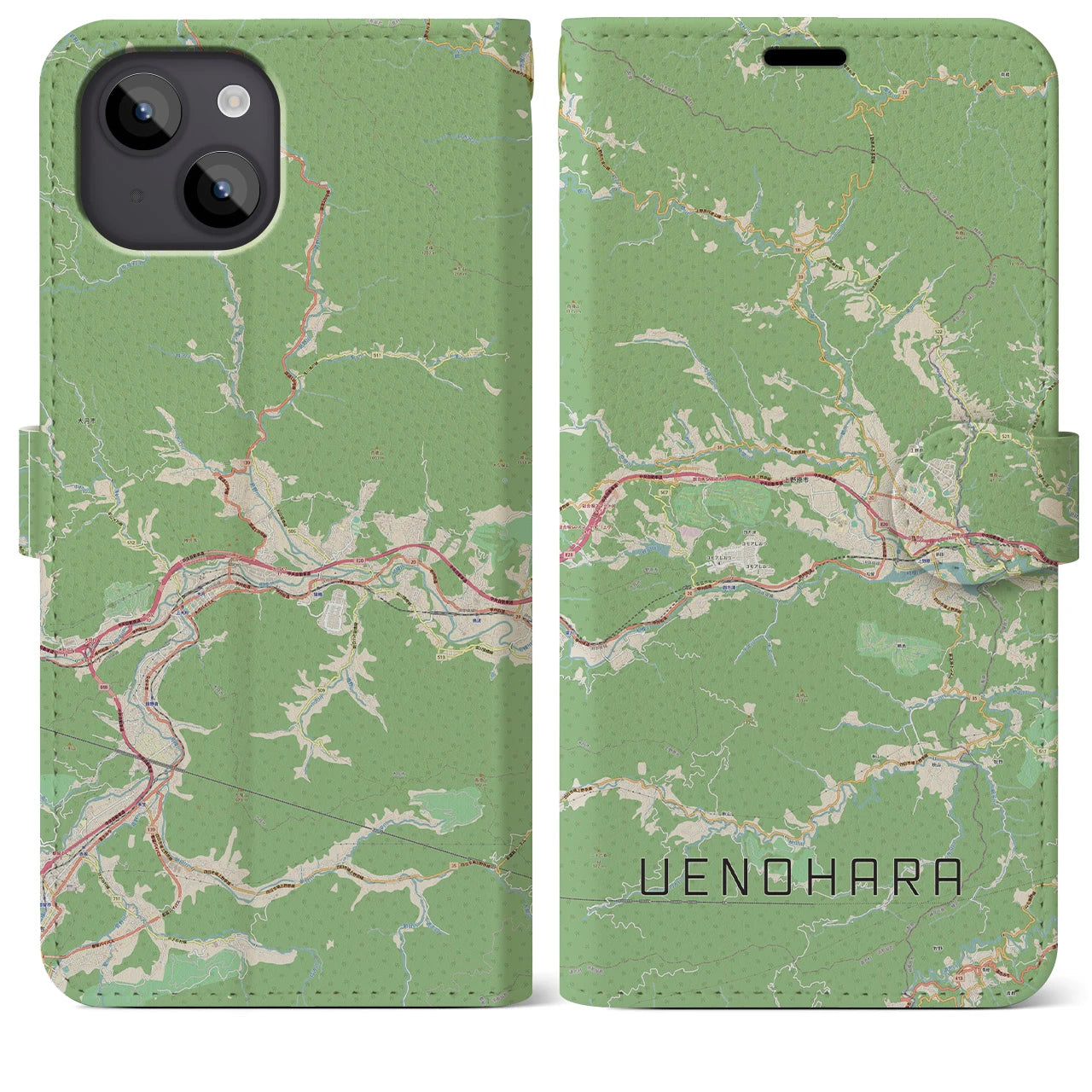 【上野原(山梨県)】地図柄iPhoneケース(手帳タイプ)
