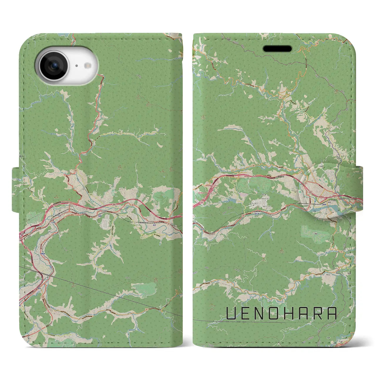 【上野原(山梨県)】地図柄iPhoneケース(手帳タイプ)