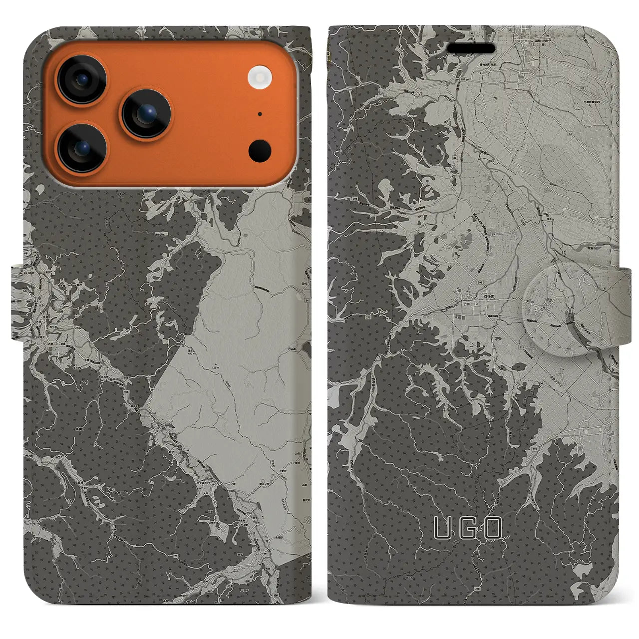 【羽後(秋田県)】地図柄iPhoneケース(手帳タイプ)