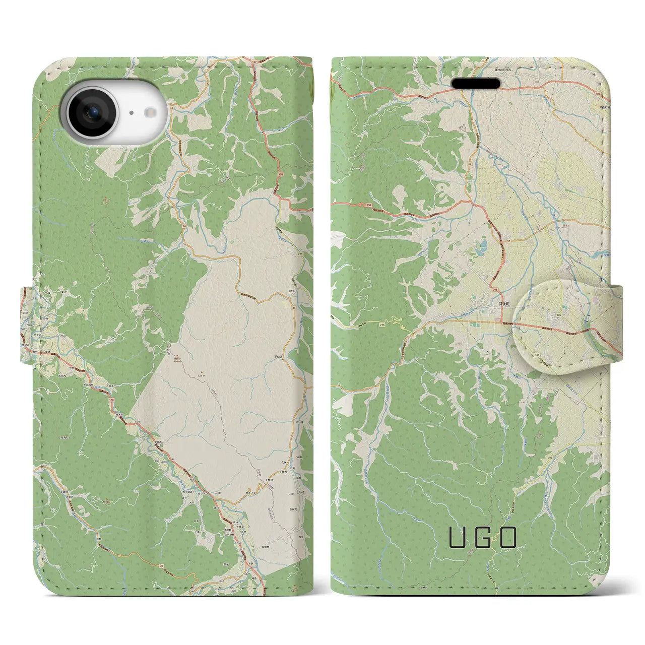 【羽後(秋田県)】地図柄iPhoneケース(手帳タイプ)
