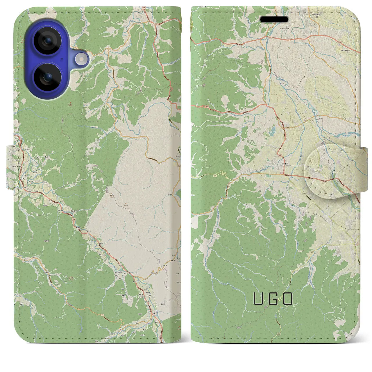 【羽後(秋田県)】地図柄iPhoneケース(手帳タイプ)