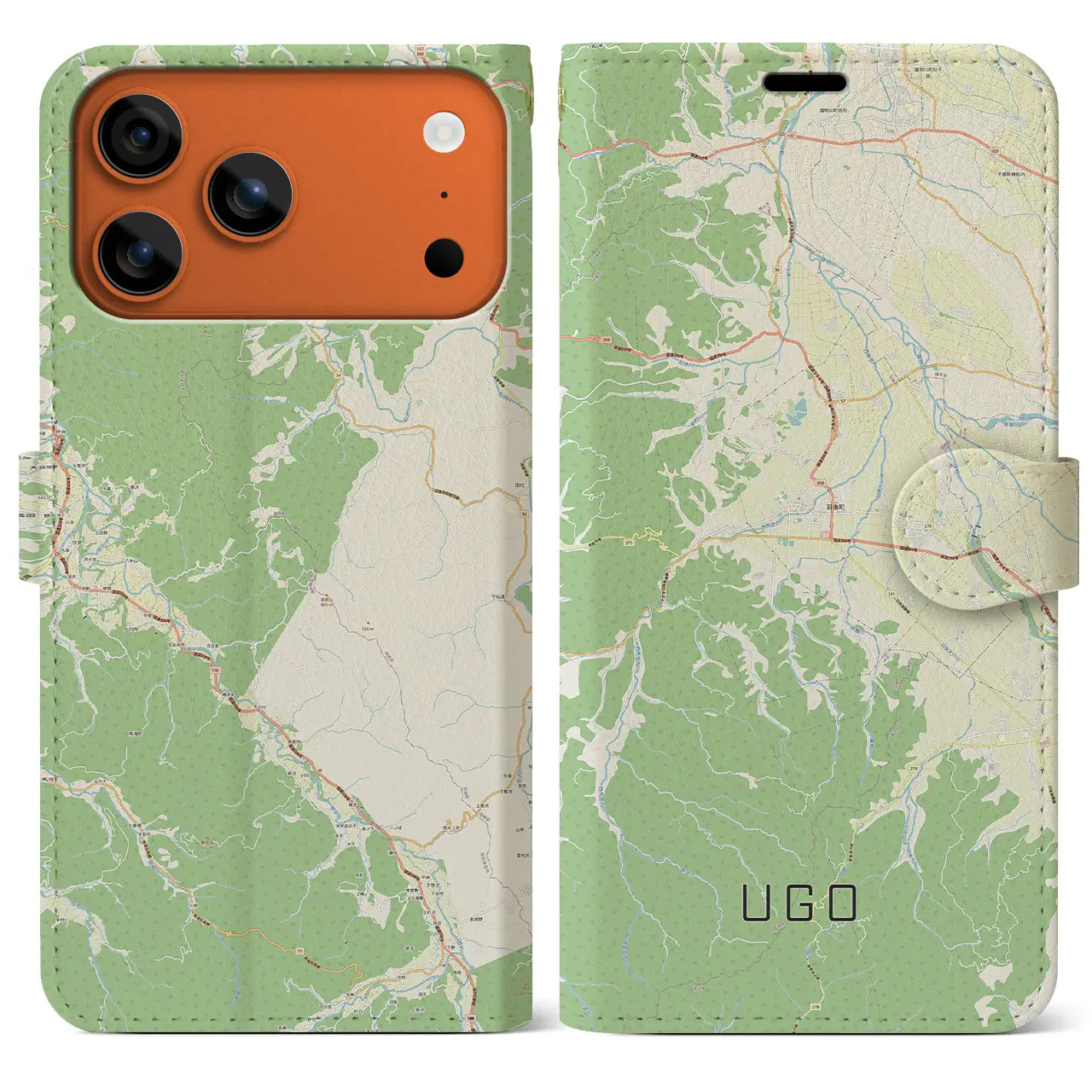 【羽後(秋田県)】地図柄iPhoneケース(手帳タイプ)