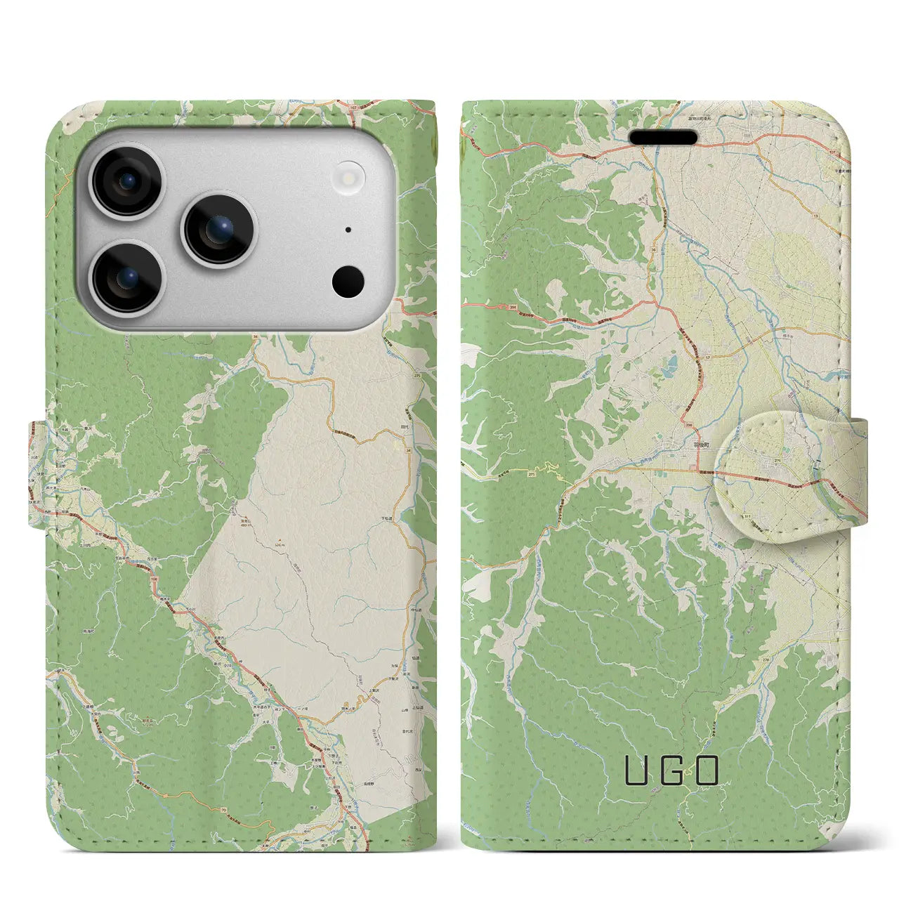 【羽後(秋田県)】地図柄iPhoneケース(手帳タイプ)