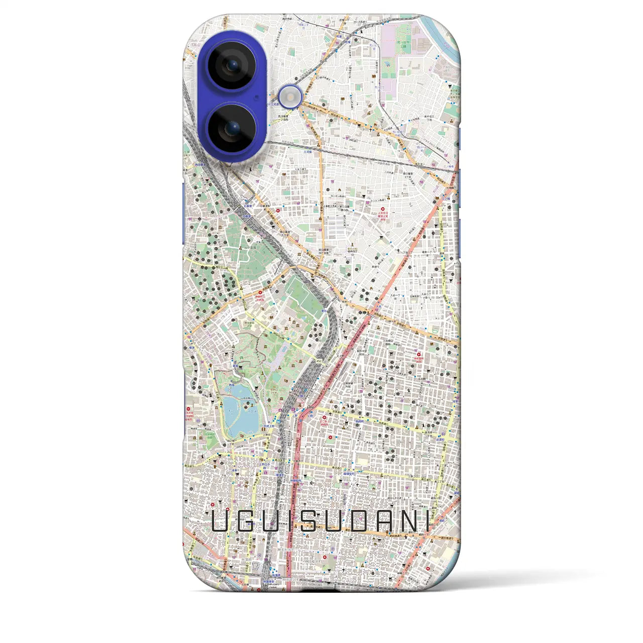 【鶯谷(東京都)】地図柄iPhoneケース(バックカバータイプ)ナチュラル・iPhone 16 Pro Max 用