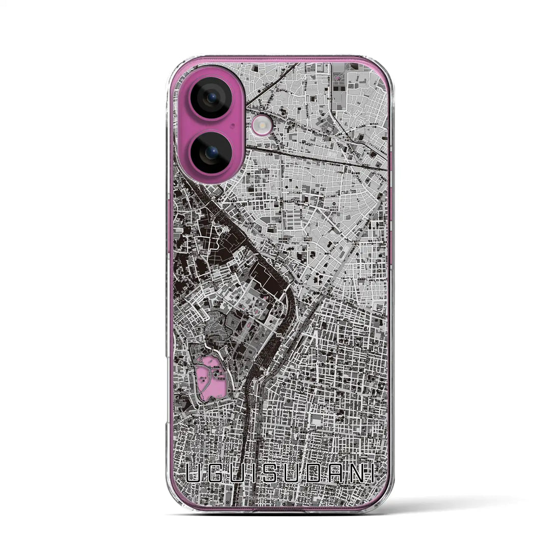 【鶯谷(東京都)】地図柄iPhoneケース(クリアタイプ)モノトーン・iPhone 16 Pro 用