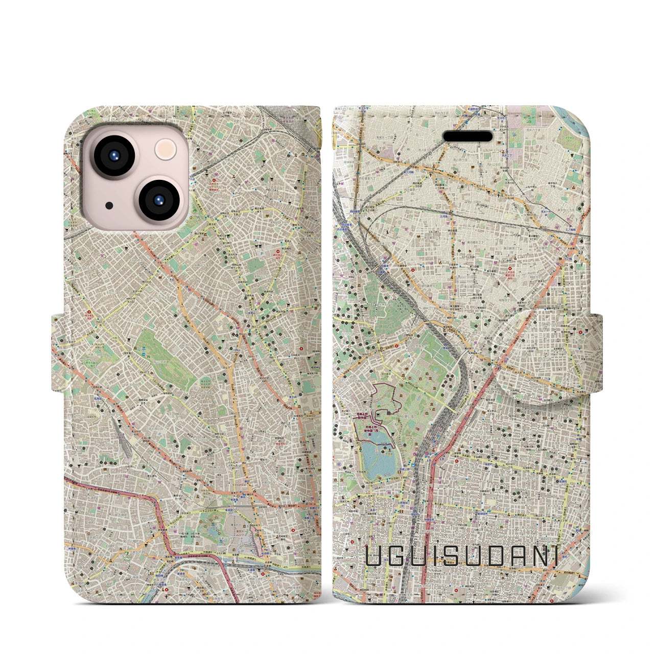【鶯谷(東京都)】地図柄iPhoneケース(手帳タイプ)