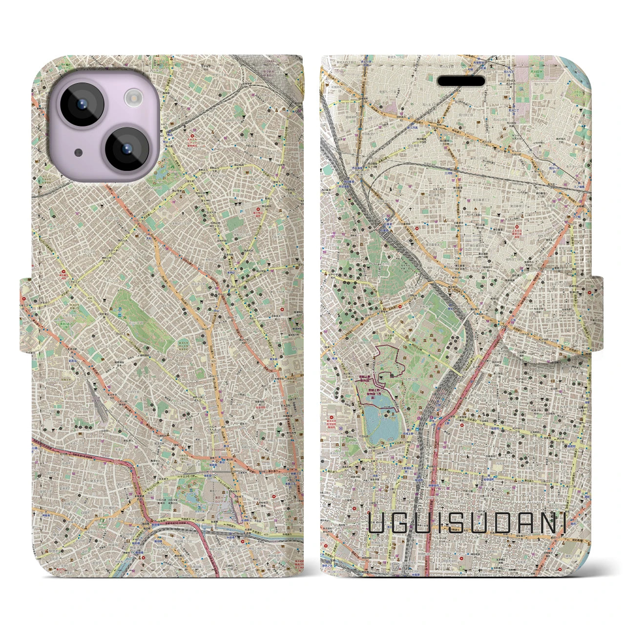 【鶯谷(東京都)】地図柄iPhoneケース(手帳タイプ)