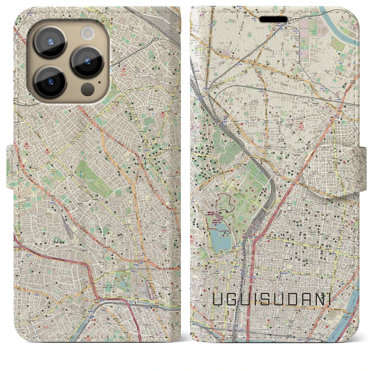 【鶯谷(東京都)】地図柄iPhoneケース(手帳タイプ)