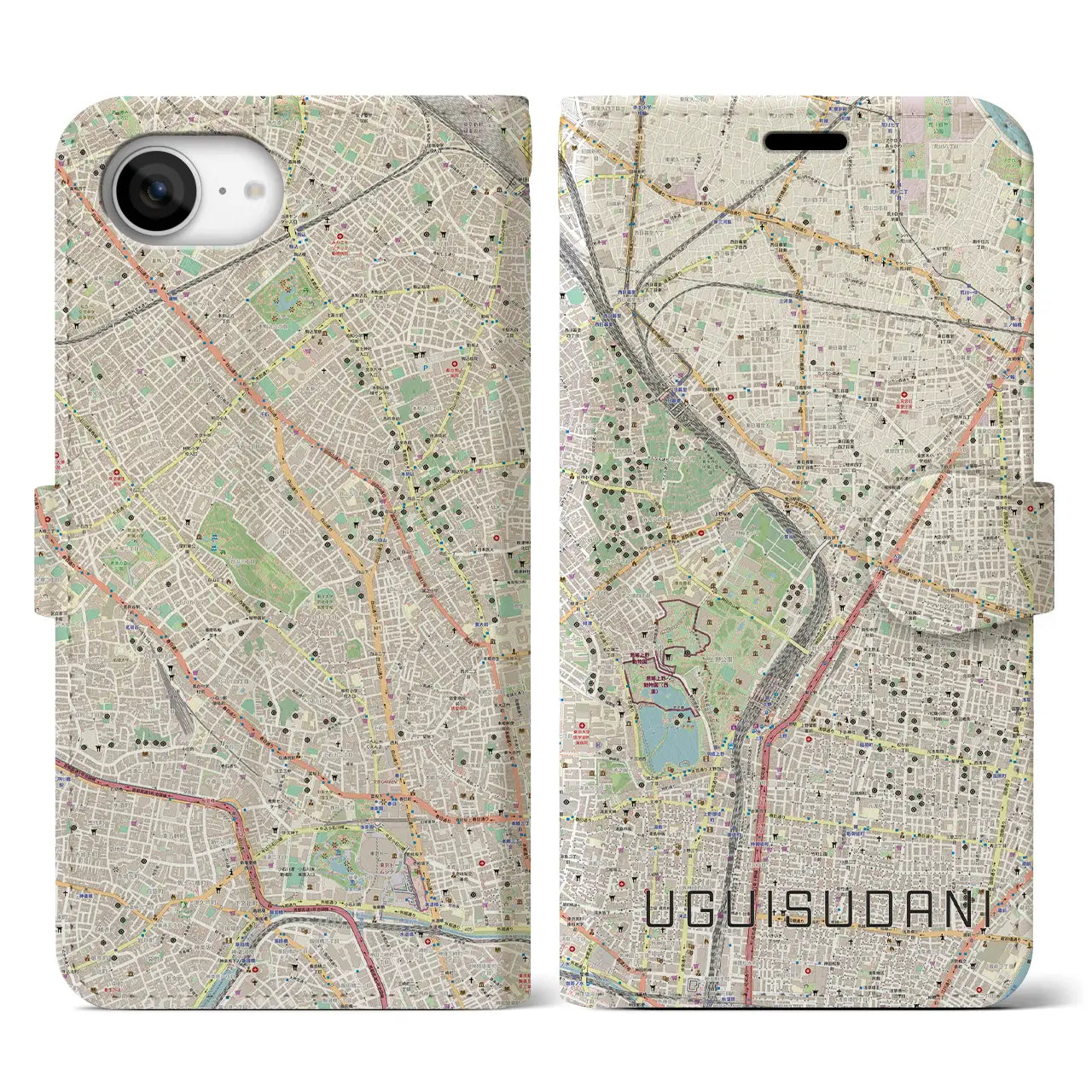 【鶯谷(東京都)】地図柄iPhoneケース(手帳タイプ)