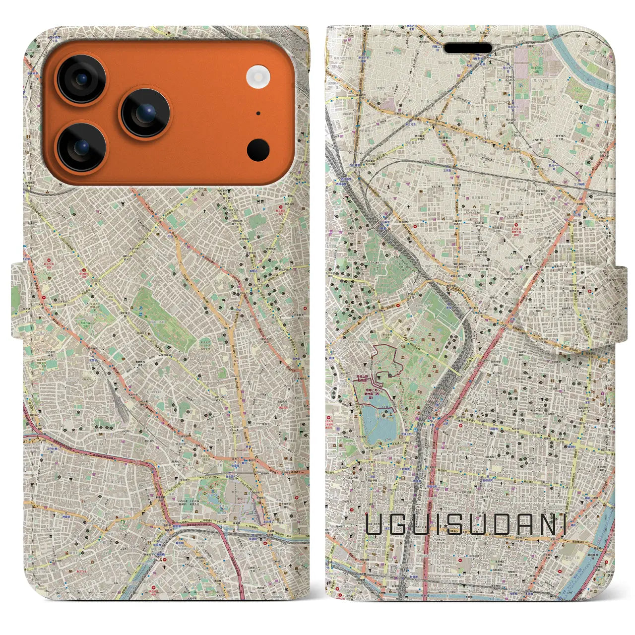【鶯谷(東京都)】地図柄iPhoneケース(手帳タイプ)
